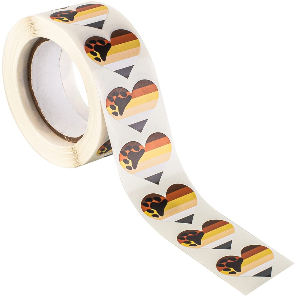 Bear Pride Heart Stickers * 500 Per Roll Approximately (1" x 1") LGBTQ Scrapbooking