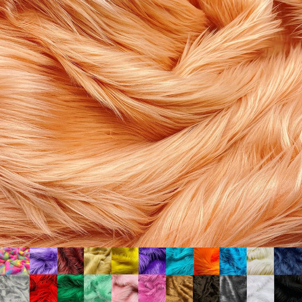 Ice Fabrics Faux Fur Fabric by The Yard - 60 Inches Wide Super Soft and Fluffy Shaggy Mohair Fur Fabric for Costumes, Apparel, Rugs, Pillows, Decorations and More - Blush - 3 Yards