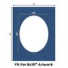 11x14 Mat Bevel Cut for 8x10 Photos - Precut Bottle Blue Oval Shaped Photo Mat Board Opening - Acid Free Matte to Protect Your Pictures - Bevel Cut for Family Photos, Pack of 1 Matboard view 2