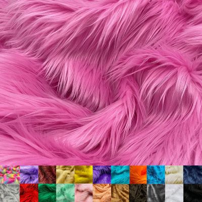 Ice Fabrics Faux Fur Fabric by The Yard - 60 Inches Wide Super Soft and Fluffy Shaggy Mohair Fur Fabric for Costumes, Apparel, Rugs, Pillows, Decorations and More - Bubble Gum - 4 Yards
