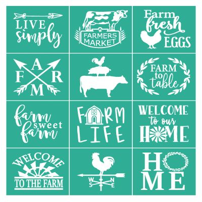 BOOLOOEN Self Adhesive Silk Screen Stencil Farmhouse Stencils Farm Animal Stencils Silk Screen Transfers Reusable Chalk Paste Stencil Paint on Wood, Fabric, Pillow, Wall DIY Home Decor Craft Project