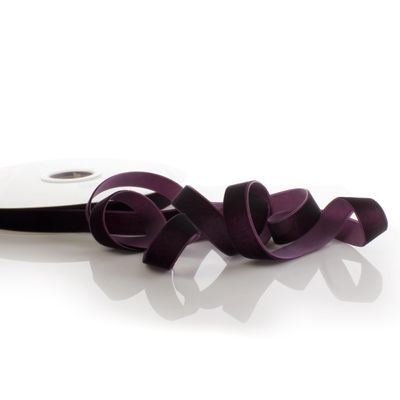 5/8" Velvet Ribbon Single Sided Craft Trim for Hair Bows Sewing Gift Wrapping and DIY Projects Soft Smooth Material (Plum, 25 Yards)