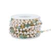 YoungJewl 2 Yards 5 mm Faux Pearl Crystal Stone Rosary Beads Garland with Brass Chain for Jewelry Making DIY Bracelet Necklace Sewing Crafts(Lake Blue) view 2