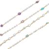 YoungJewl 2 Yards 5 mm Faux Pearl Crystal Stone Rosary Beads Garland with Brass Chain for Jewelry Making DIY Bracelet Necklace Sewing Crafts(Lake Blue) view 3