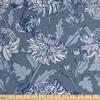 Ambesonne Floral Faux Suede Fabric by The Yard, Sketch of Chrysanthemums with Buds and Leaves, for Indoor Outdoor DIY Projects Upholstery, 5 Yards, Blue Grey Slate Blue view 1