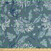 Ambesonne Floral Faux Suede Fabric by The Yard, Sketch of Chrysanthemums with Buds and Leaves, for Indoor Outdoor DIY Projects Upholstery, 5 Yards, Blue Grey Slate Blue view 2