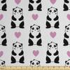Ambesonne Valentine's Day Faux Suede Fabric by The Yard, Romantic Pandas Hearts Doodle Love Theme Art Pattern, for Indoor Outdoor DIY Projects Upholstery, 5 Yards, Charcoal Grey Pink and White view 1