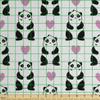 Ambesonne Valentine's Day Faux Suede Fabric by The Yard, Romantic Pandas Hearts Doodle Love Theme Art Pattern, for Indoor Outdoor DIY Projects Upholstery, 5 Yards, Charcoal Grey Pink and White view 2