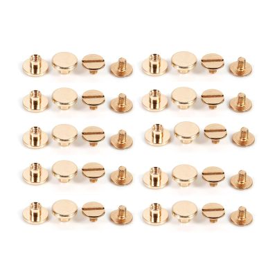 Brass Screw, 10 Sets Screw Rivets for Leather, Chicago Screws 5mm 6.5mm 8mm Optional, Brass Button Leather Screw Fasteners for Leather Rivet Belt(5mm)