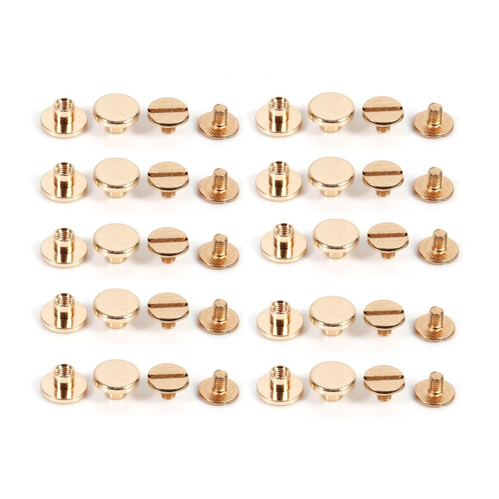 Brass Screw, 10 Sets Screw Rivets for Leather, Chicago Screws 5mm 6.5mm 8mm Optional, Brass Button Leather Screw Fasteners for Leather Rivet Belt(5mm)
