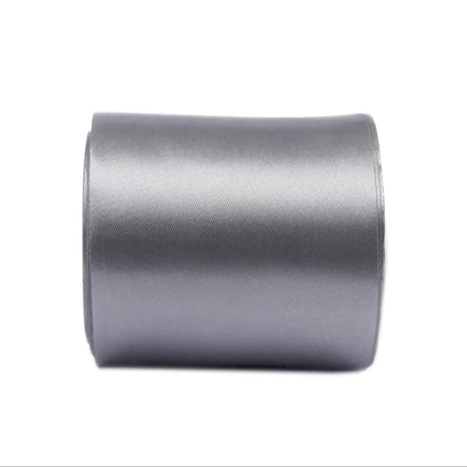 YYCRAFT 3 Inch Wide Satin Ribbon Satin Fabric Spool for Grand Opening Cutting Ceremony Wedding Birthday Party Decoration Gift Craft (50 Yards,Silver)