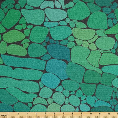 Ambesonne Alligator Faux Suede Fabric by The Yard, Exotic Crocodile Snakeskin Abstract Pattern Graphic Animal Print, for Indoor Outdoor DIY Projects Upholstery, 3 Yards, Teal Sea Green and Black
