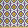 Ambesonne Fleur De Lis Faux Suede Fabric by The Yard, Modern Medieval Motif Abstract Vibrant Geometric Mardi Gras, for Indoor Outdoor DIY Projects Upholstery, 2 Yards, Purple Earth Yellow view 2