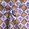 Ambesonne Fleur De Lis Faux Suede Fabric by The Yard, Modern Medieval Motif Abstract Vibrant Geometric Mardi Gras, for Indoor Outdoor DIY Projects Upholstery, 2 Yards, Purple Earth Yellow view 3