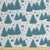 Ambesonne Christmas Faux Suede Fabric by The Yard, Monochrome Winter Season Pine Trees Bears Snowflakes Noel Yule Theme, for Indoor Outdoor DIY Projects Upholstery, 5 Yards, Petrol Blue and White view 1