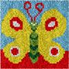 Yglnden Latch Hook Kits Rug Butterfly Crochet Yarn Cushion Colour Pre-Printed Canvas Cover Rug Needlework DIY Hook and Latch Kit Christmas Home Decoration 30x30cm/12 X12inch view 1