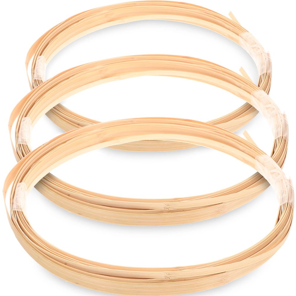 EXCEART Strips 3 Rolls Wide Thin Flat Cane Reed Natural Bamboos Sticks Coil Flat Reed for Basket Weaving Supplies Rattan Cane Webbing DIY Crafts Yellow 0.5cm+1cm+1.5cm