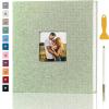Photo Album Self Adhesive Pages for 4x6 5x7 8x10 Pictures Magnetic Scrapbook Photo Albums with Sticky Pages Books with A Metallic Pen for Baby Wedding Family 11x10.6 GrassGreen 40 Pages view 1