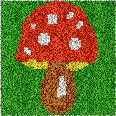Yglnden Latch Hook Kit DIY Throw Cover Crochet Needlework Printed Canvas Decor for Adults (Mushroom:30x30cm/12 X12)