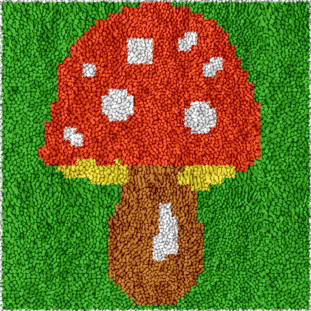 Yglnden Latch Hook Kit DIY Throw Cover Crochet Needlework Printed Canvas Decor for Adults (Mushroom:30x30cm/12 X12)