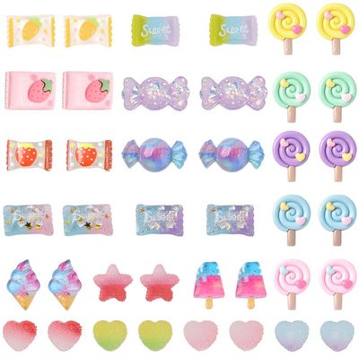 SUNNYCLUE 80Pcs 20 Styles Candy Cabochons Icecream Lollipop Cabochon Sweet Food Flatback Charms Resin Beads Charm for Embellishments Flat Back Scrapbooking Deco Supply Crafting Supplies for Adult