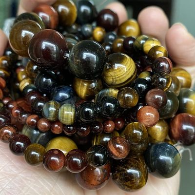 HXSCOO Natural Stone Beads 4 6 8 10mm Jaspers Beads for Jewelry Making DIY Bracelet Necklace (Color : M Tiger Eye, Size : 4mm 88 to 91pcs)