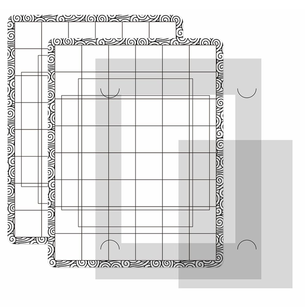 Sticky Non-Slip Flexible Gridded Stamp Mats Grid Sheets 2 PCS Low Stick Mat and 1 Blending Buddy Set,Laser Template with Stuckable Hole,Multi-Use Tack Adhesived Sheet Scrapbooking Craft Accessory