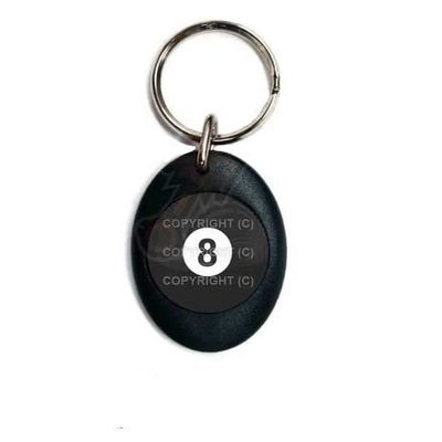 SIMPLE KITCHEN MEALS Black Oval Custom Logo Both Sides Keychain Ring Fob Each For 8 POOL BALL BW GUQ Model-PYT-8888-12