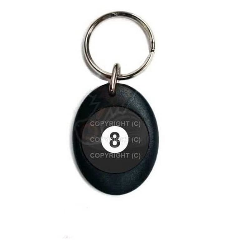 SIMPLE KITCHEN MEALS Black Oval Custom Logo Both Sides Keychain Ring Fob Each For 8 POOL BALL BW GUQ Model-PYT-8888-12