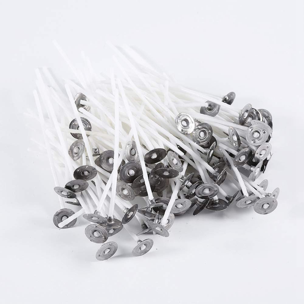 100 Pcs Cotton Candle Wick, 8/10/12/14/15/20cm Pre Waxed Candle Wick for Candle Making, Thick Candle Wick with Base, Low Smoke(15cm), Candle Making Kit Candle Wick Candle Wicks Candle Supplies Can