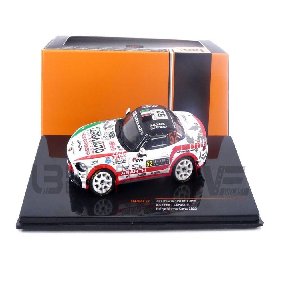 MODELLINO in Scala COMPATIBILE CON Fiat Abarth 124 RGT N.52 Rally Monte Carlo 2022 GOBBIN/GRIMALDI 1:43 IXO MODEL RAM847