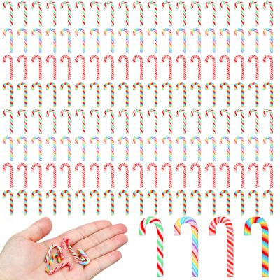Giegxin 120 Pcs Christmas Mini Candy Cane for Crafts Plastic Fake Candy DIY Craft Supplies Peppermint Ornaments for Christmas DIY Garden Accessories Xmas Phone Case Making