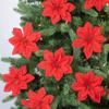 Case of 100 Artificial Red Poinsettia Floral Picks - Red Christmas Flowers for Christmas Tree Decorations and Holiday Craft Decorating (6 Inches Dia) view 1