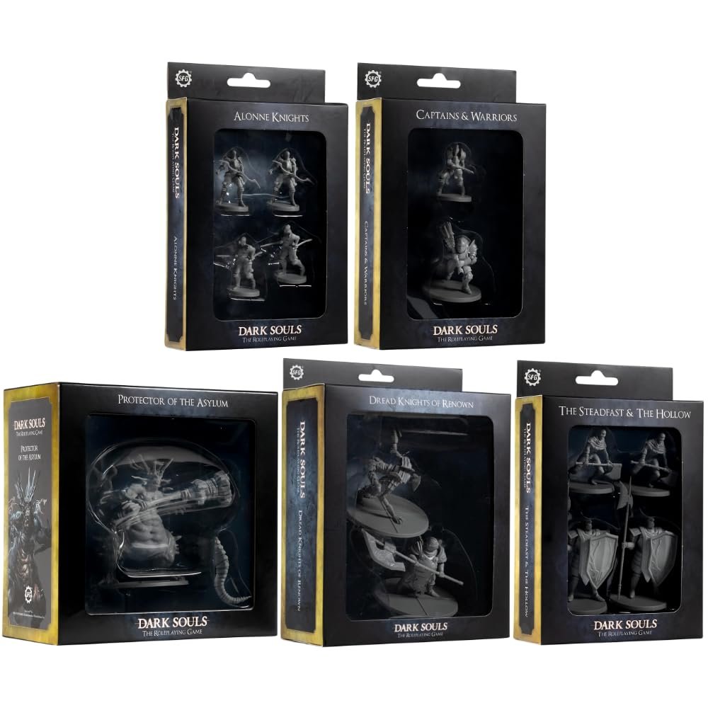 Dark Souls The Roleplaying Game Miniatures Bundle: Alonne Knights, Captains & Warriors, Protector of The Asylum, Dread Knights of Renown, and The Steadfast & The Hollow (13 Figures)