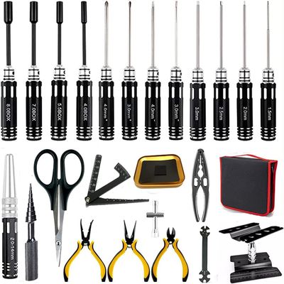 GORHLady RC Car Tool Kit - Screwdriver Set,Screw Kit, Pliers, Wrench, Repair Tools for Quadcopter Drone Helicopter Airplane Boats Black