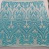 New Creations Empire Damask Design with Sequins Embroider On A 4 Way Stretch Mesh Fabric By The Yard (Aqua Mint on Mint Mesh) view 4