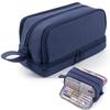 MAMUNU Large Capacity Pencil Case 4 Compartments, Pencil Pouch Bag with Zipper Portable Handle, Pen Case Bag Stationery Organizer for Office College School Adults Teen Girls Boys Men Women, Dark Blue view 1
