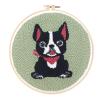 Boston Terrier Dog Punch Needle Starter Kits for Beginner Cartoon Pattern Printed Embroidery Kit Yarn DIY Easy Punch Hoop for Adults Kids Craft Home Ornament Decoration 20x20cm view 1