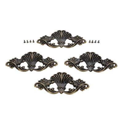 ZXMJYHK Antique Corner Decorative Corner 4PCS Flower Corners Antique Bronze Old Vintage Cover Wooden Box Coner Wine Box Protector Embellishment Findings 97 * 47mm