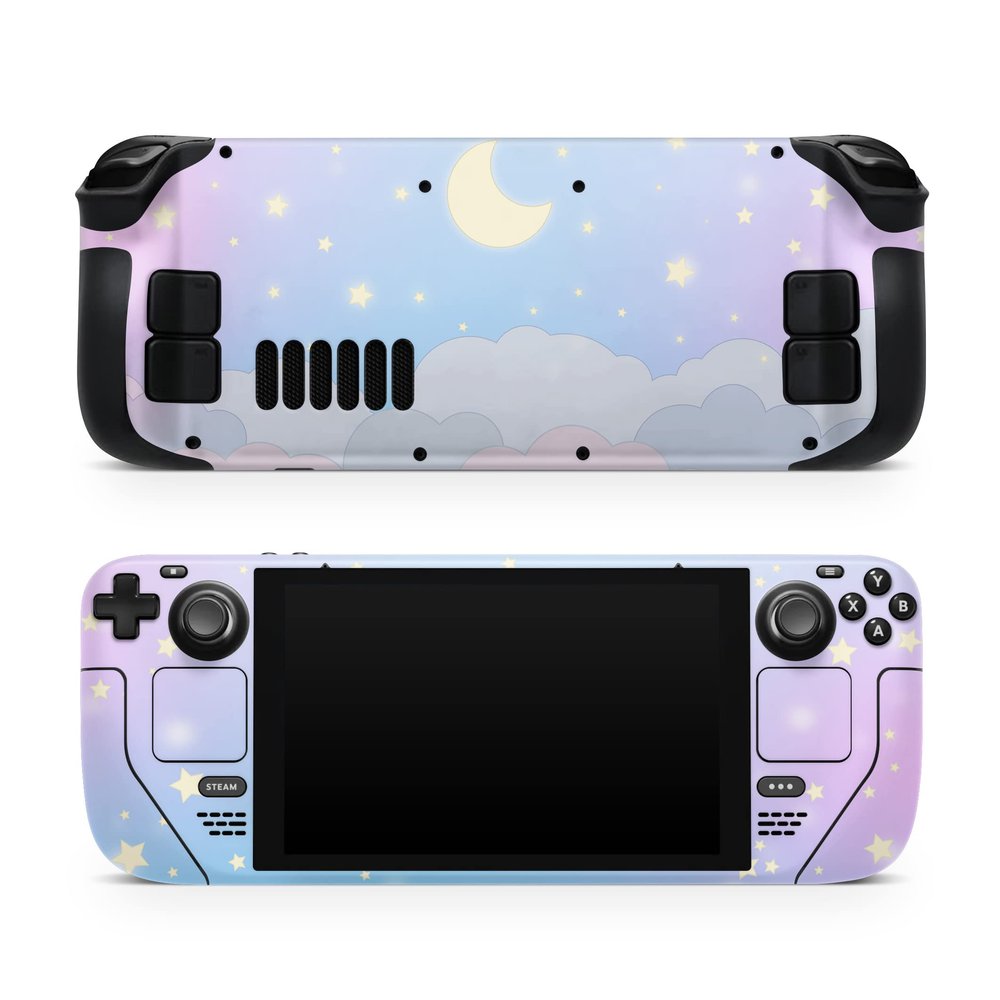 TACKY DESIGN Clouds Skin for Steam Deck - Premium 3M Vinyl Decal, Full Wrap Cover - Pastel Starry Sky Blue, OLED & LCD Compatible