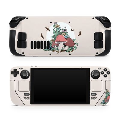TACKY DESIGN Mushroom Skin Compatible with Steam Deck, Kawaii Beige Accessories, Vinyl 3M Decal, Cute Full Wrap Cover
