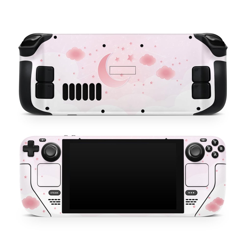 TACKY DESIGN Starry Moon Skin Compatible Steam Deck Skin, Clouds Pastel, Premium 3M Vinyl Decal, Full Wrap Cover