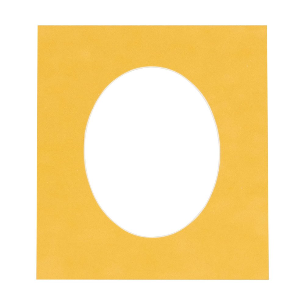 CountryArtHouse Bright Yellow Acid Free 8x12 Oval Picture Frame Mat with White Core Bevel Cut for 6x9 Pictures - Fits 8x12 Frame - Pack of 1 Matboard