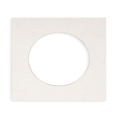 CountryArtHouse White Linen Canvas Acid Free 14x14 Circle Picture Frame Mat with White Core Bevel Cut for 10x10 Pictures - Fits 14x14 Frame - Pack of 1 Matboard