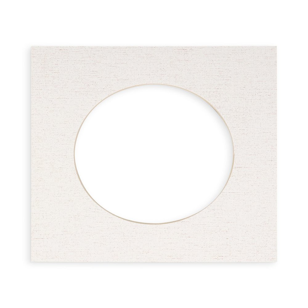 CountryArtHouse White Linen Canvas Acid Free 14x14 Circle Picture Frame Mat with White Core Bevel Cut for 10x10 Pictures - Fits 14x14 Frame - Pack of 1 Matboard
