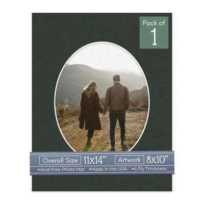 CountryArtHouse Black Acid Free 11x14 Oval Picture Frame Mat with White Core Bevel Cut for 8x10 Pictures - Fits 11x14 Frame - Pack of 1 Matboard