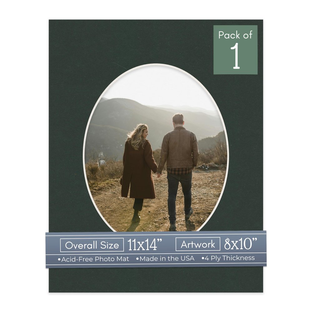 CountryArtHouse Black Acid Free 11x14 Oval Picture Frame Mat with White Core Bevel Cut for 8x10 Pictures - Fits 11x14 Frame - Pack of 1 Matboard