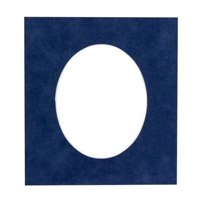 CountryArtHouse Navy Blue Suede Acid Free 6x8 Oval Picture Frame Mat with White Core Bevel Cut for 4x5 Pictures - Fits 6x8 Frame - Pack of 1 Matboard