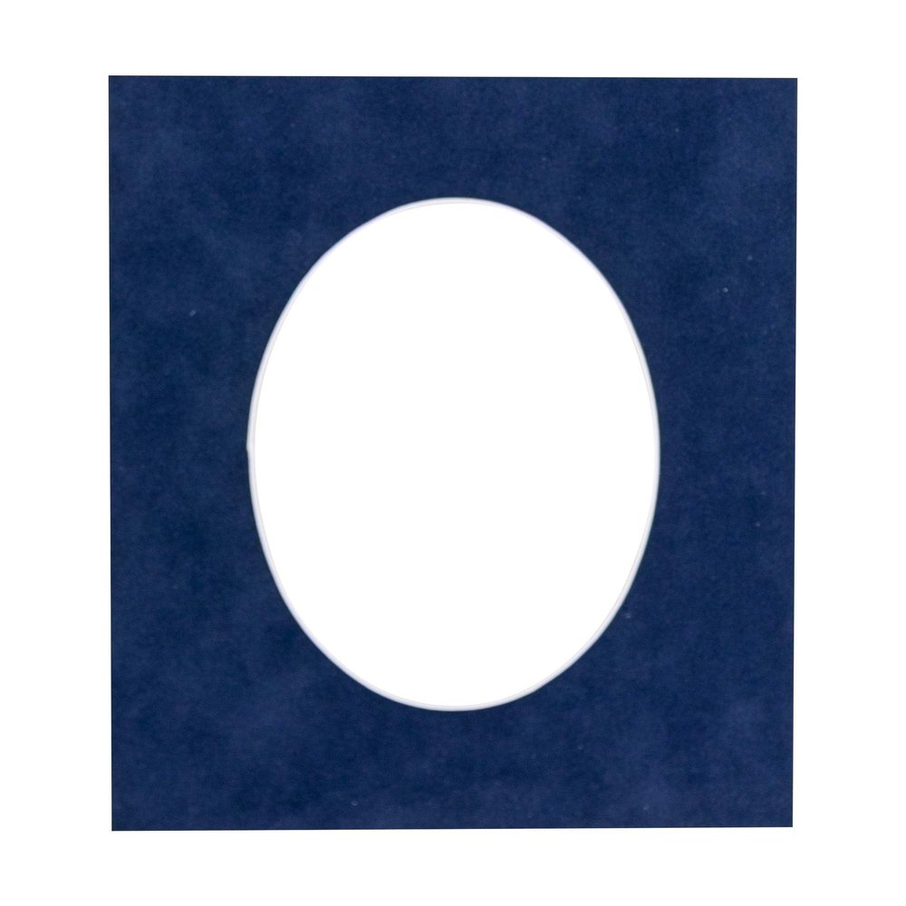 CountryArtHouse Navy Blue Suede Acid Free 6x8 Oval Picture Frame Mat with White Core Bevel Cut for 4x5 Pictures - Fits 6x8 Frame - Pack of 1 Matboard