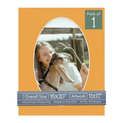 CountryArtHouse Golden Orange Acid Free 16x20 Oval Picture Frame Mat with White Core Bevel Cut for 11x17 Pictures - Fits 16x20 Frame - Pack of 1 Matboard